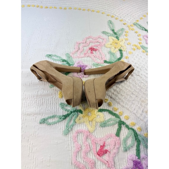 Peep Toe Platform Heels Ankle Strap Stiletto Tan Shoes Size 7M - Picture 2 of 8